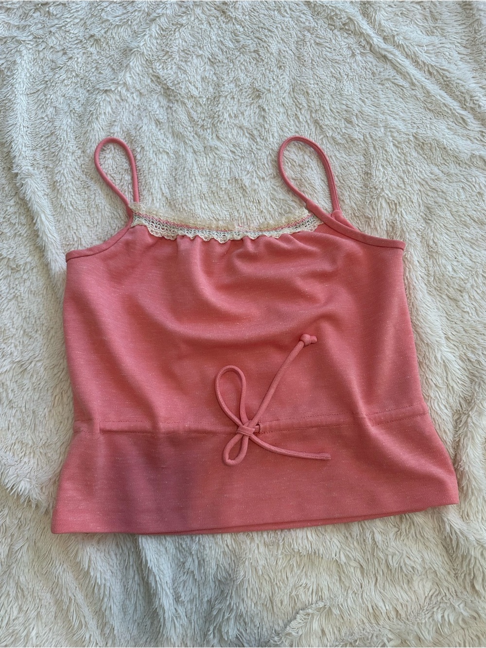 Vintage Pink Lace-Trim Spaghetti Strap Camisole